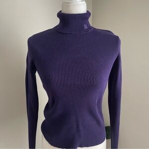 Vintage Lauren Ralph Lauren Deep Purple Ribbed Turtleneck Sweater 90’s or Y2K